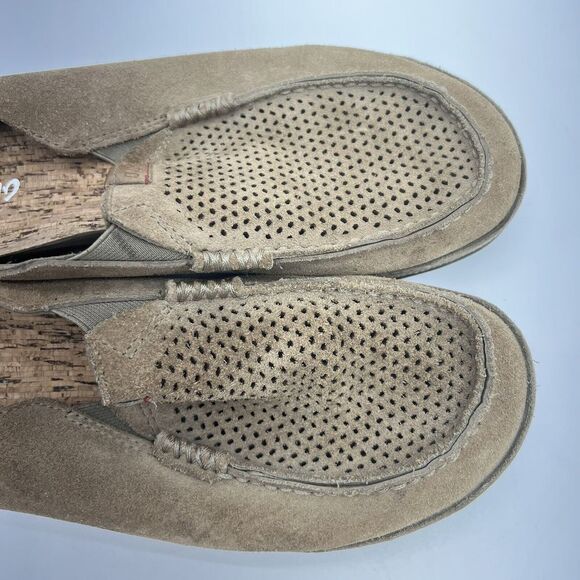 Olukai Moloa Kohana Men's Suede Casual Slip On Shoes Loafers 9 Perforated Tan - Picture 3 of 7